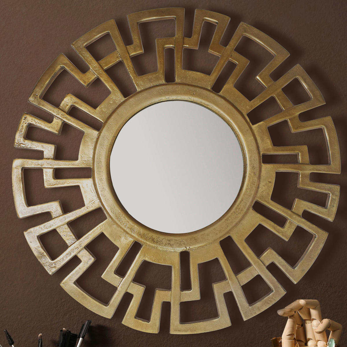 Wandspiegel gold Metall T/D: ca. 2,5x60 cm Wandspiegel - gold (60,00cm) - Wohnling