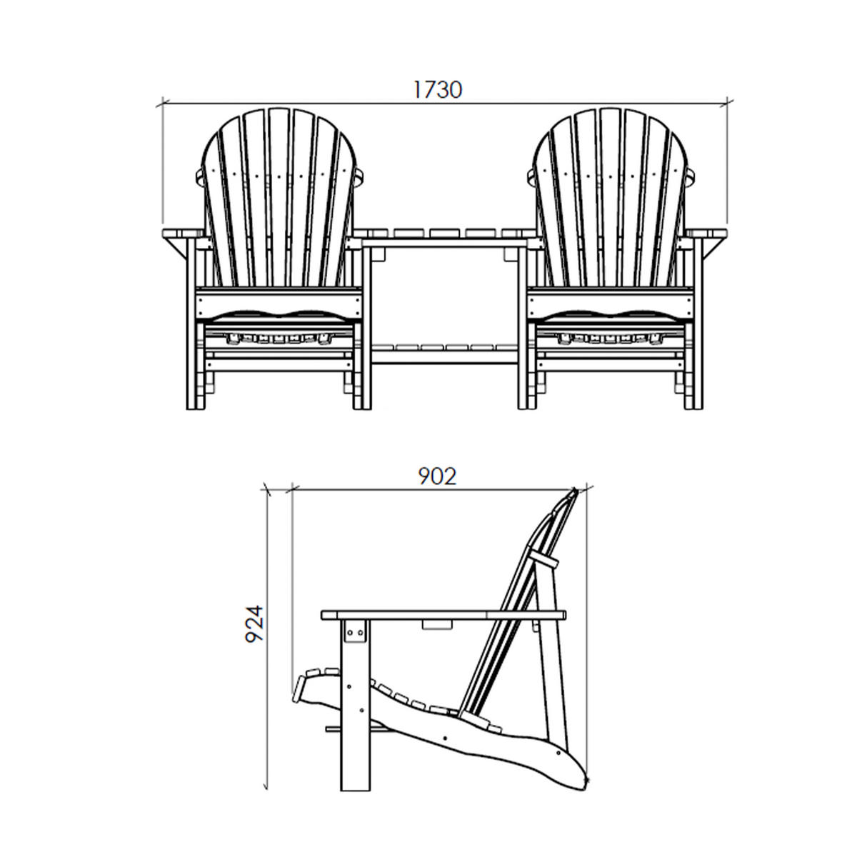 AXI Gartenstuhl 2erSet Valerie natur Holz B/H/T: ca. 173x92x90 cm Valerie - natur (173,00/92,00/90,00cm) - AXI