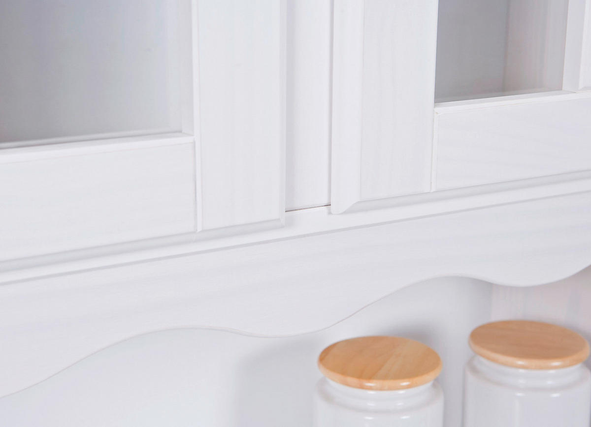 Vitrine Valencia weiß lackiert Kiefer B/H/T: ca. 88x198x43 cm Valencia - weiß (88,00/198,00/43,00cm) - Inter Link