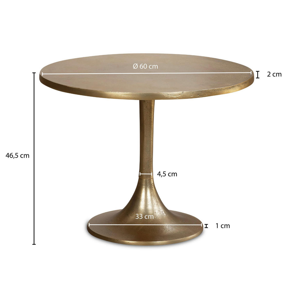 Couchtisch gold Optik H/T: ca. 47x60 cm Couchtisch - gold (60,00cm) - Wohnling