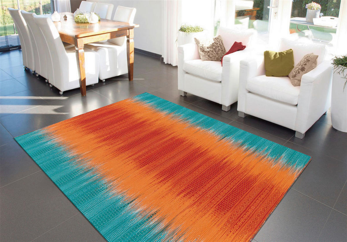 Arte Espina Outdoorteppich Sunset 8070 blau B/L: ca. 90x160 cm Sunset 8070 - blau/orange (90,00/160,00cm) - Arte Espina