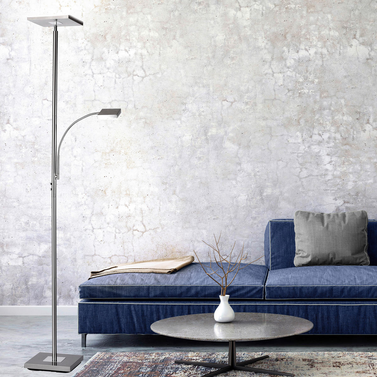 Just Light Deckenfluter 11710-55 Stahl Metall H: ca. 190 cm LED-Deckenfluter_Hans_eckig - Stahl (190,00cm) - Just Light