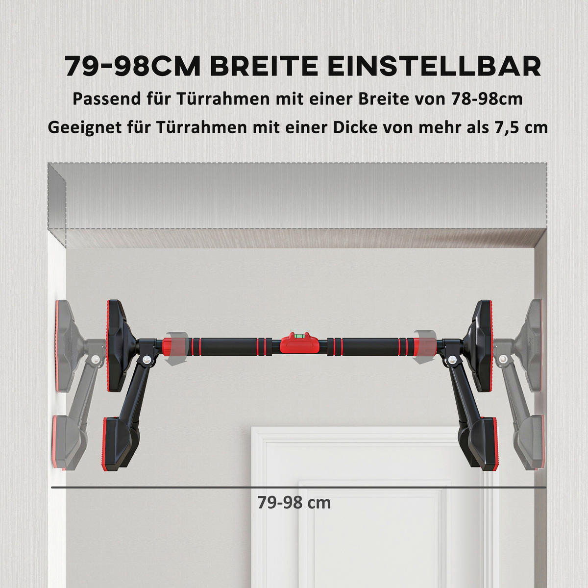 SPORTNOW Klimmzugstange rot Metall B/H/L: ca. 7,5x15x98 cm Klimmzugstange - rot/schwarz (98,00/7,50/15,00cm) - SPORTNOW