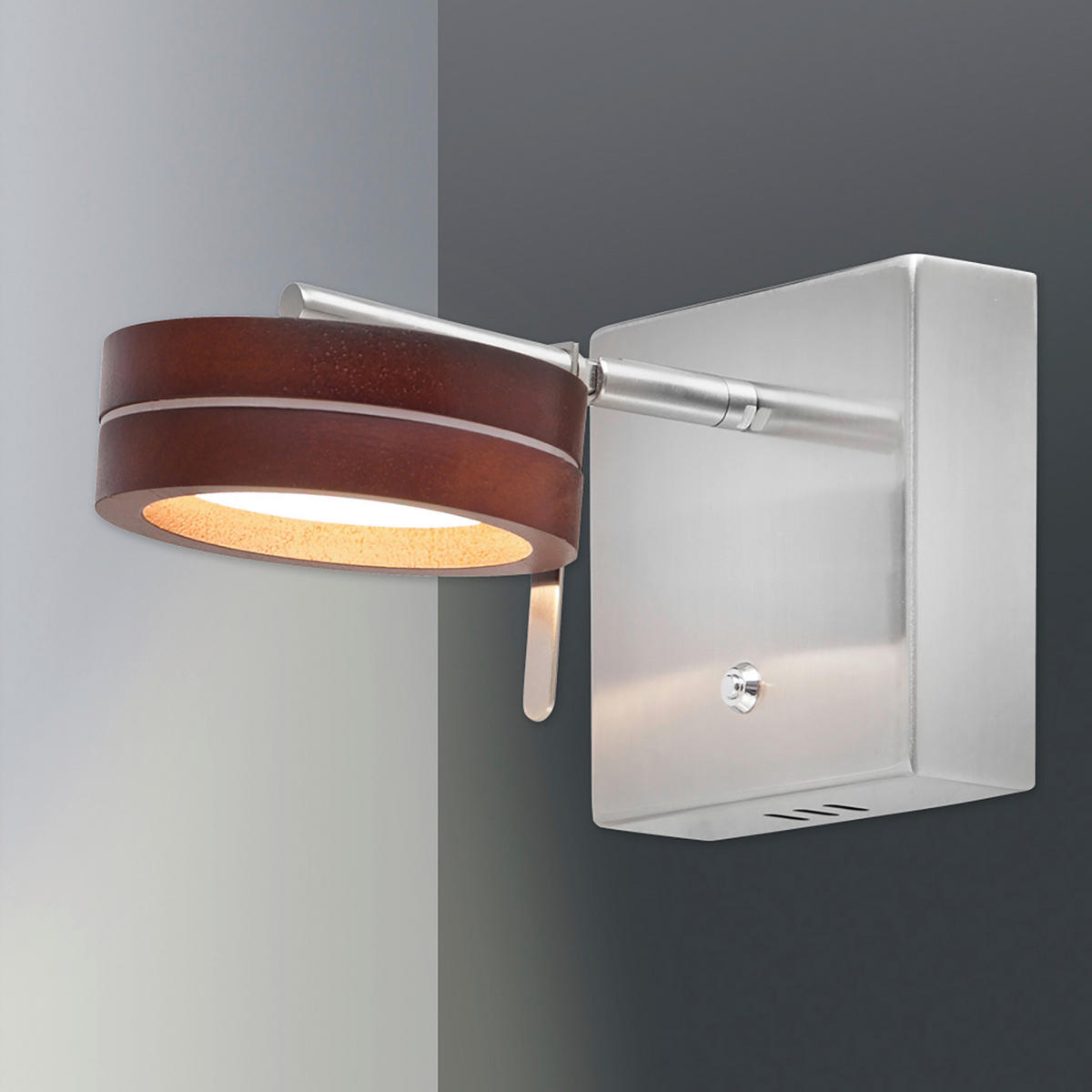 Näve Leuchten LED-Wandleuchte braun Metall Holz B/H/T: ca. 11x11x19 cm TRIBERG - braun (11,00/11,00/19,00cm) - Näve Leuchten