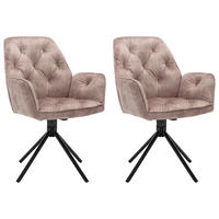 byLIVING Sessel SARINA  2er-Set beige Vintage Samt Metall B/H/T: ca. 59,5x89x62 cm SARINA  2er-Set - beige (59,50/89,00/62,00cm) - byLIVING