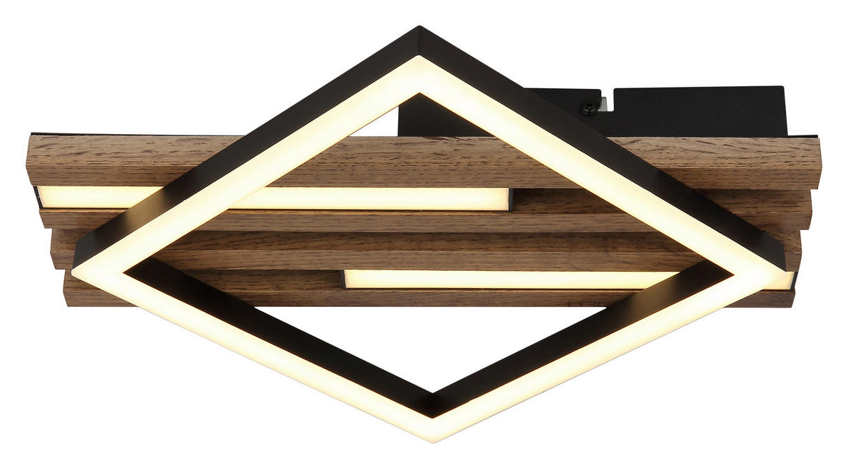 GLOBO LED-Deckenleuchte OBRIEN 67344D mattschwarz Opal Metall MDF Kunststoff B/H/L: ca. 33x7,5x31 cm 1 Brennstellen OBRIEN - Opal/mattschwarz (31,00/33,00/7,50cm) - GLOBO