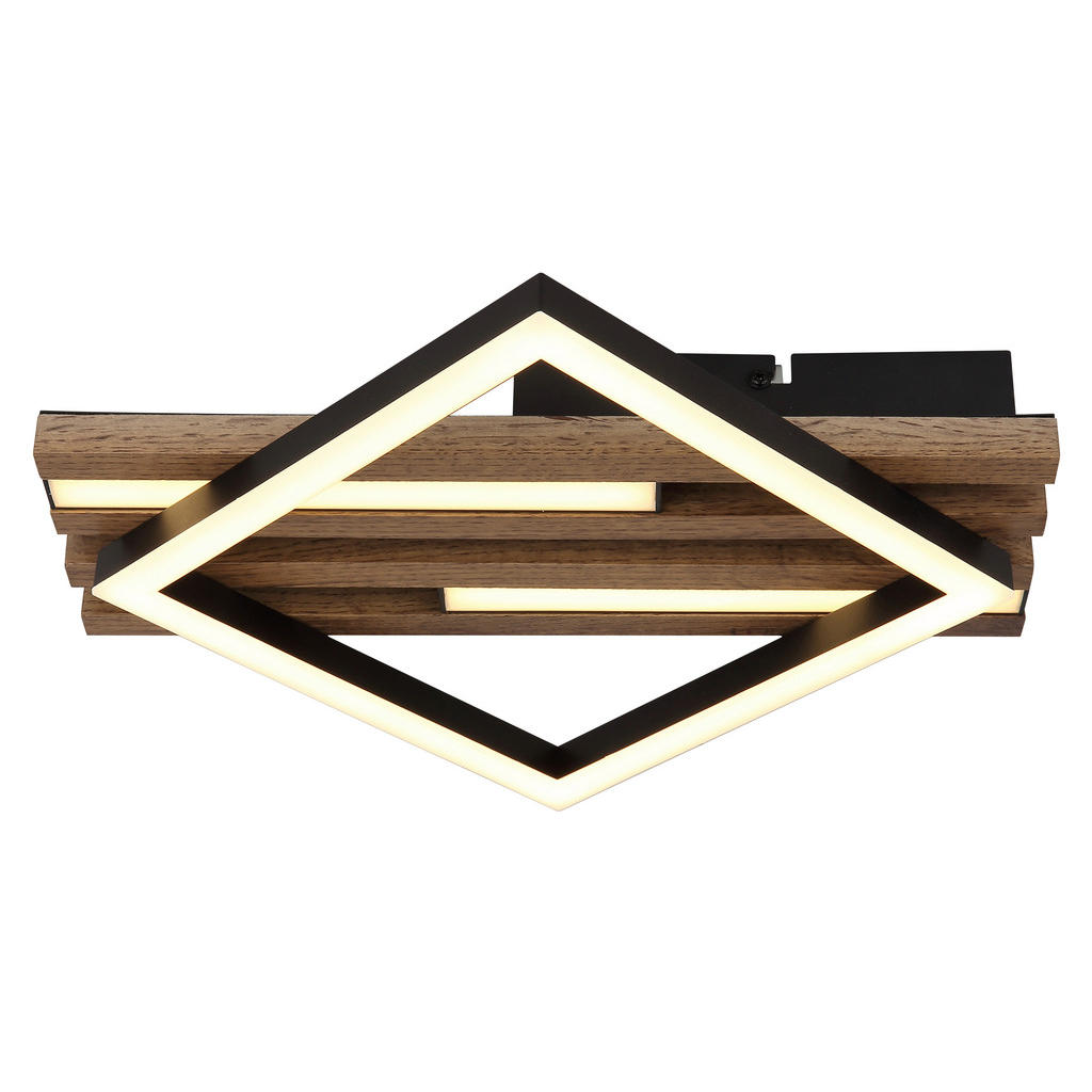 Thumbnail - GLOBO LED-Deckenleuchte OBRIEN 67344D mattschwarz Opal Metall MDF Kunststoff B/H/L: ca. 33x7,5x31 cm 1 Brennstellen