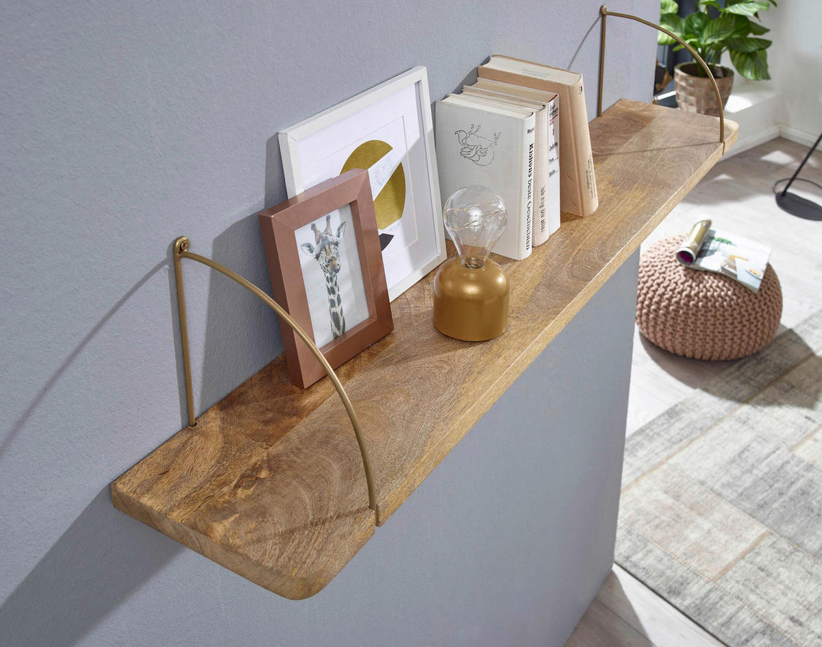 Wandregal braun Holz B/H/T: ca. 22x25x100 cm Wandregal - braun (22,00/25,00/100,00cm) - Wohnling