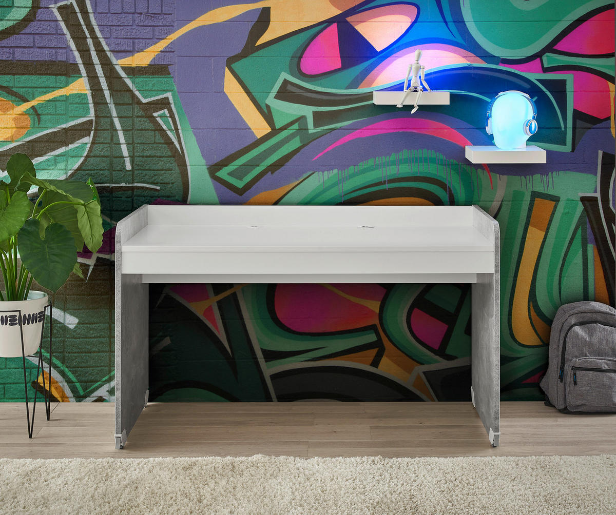 Schreibtisch Matino Beton weiß B/H/T: ca. 143x84x67 cm Matino - Beton/weiß (143,00/84,00/67,00cm)