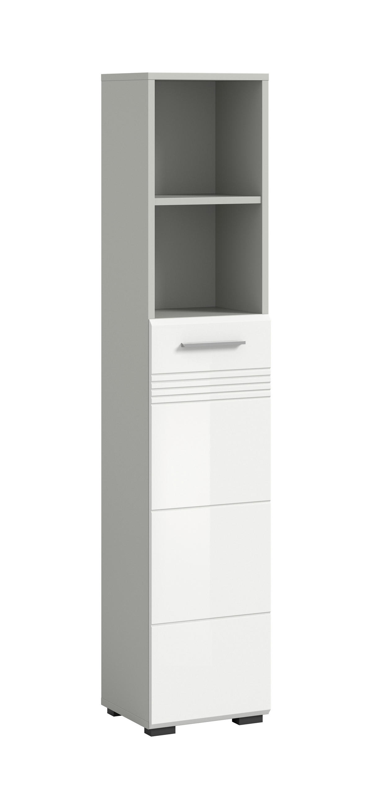 Hochschrank Copa hellgrau weiß Hochglanz B/H/T: ca. 30x150x30 cm Copa - hellgrau/weiß (30,00/150,00/30,00cm) - xonox.home