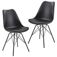Stuhl 2er.-Set. schwarz Kunstleder Eisen B/H/T: ca. 58x86x48 cm 2er.-Set. - schwarz (58,00/86,00/48,00cm) - Wohnling