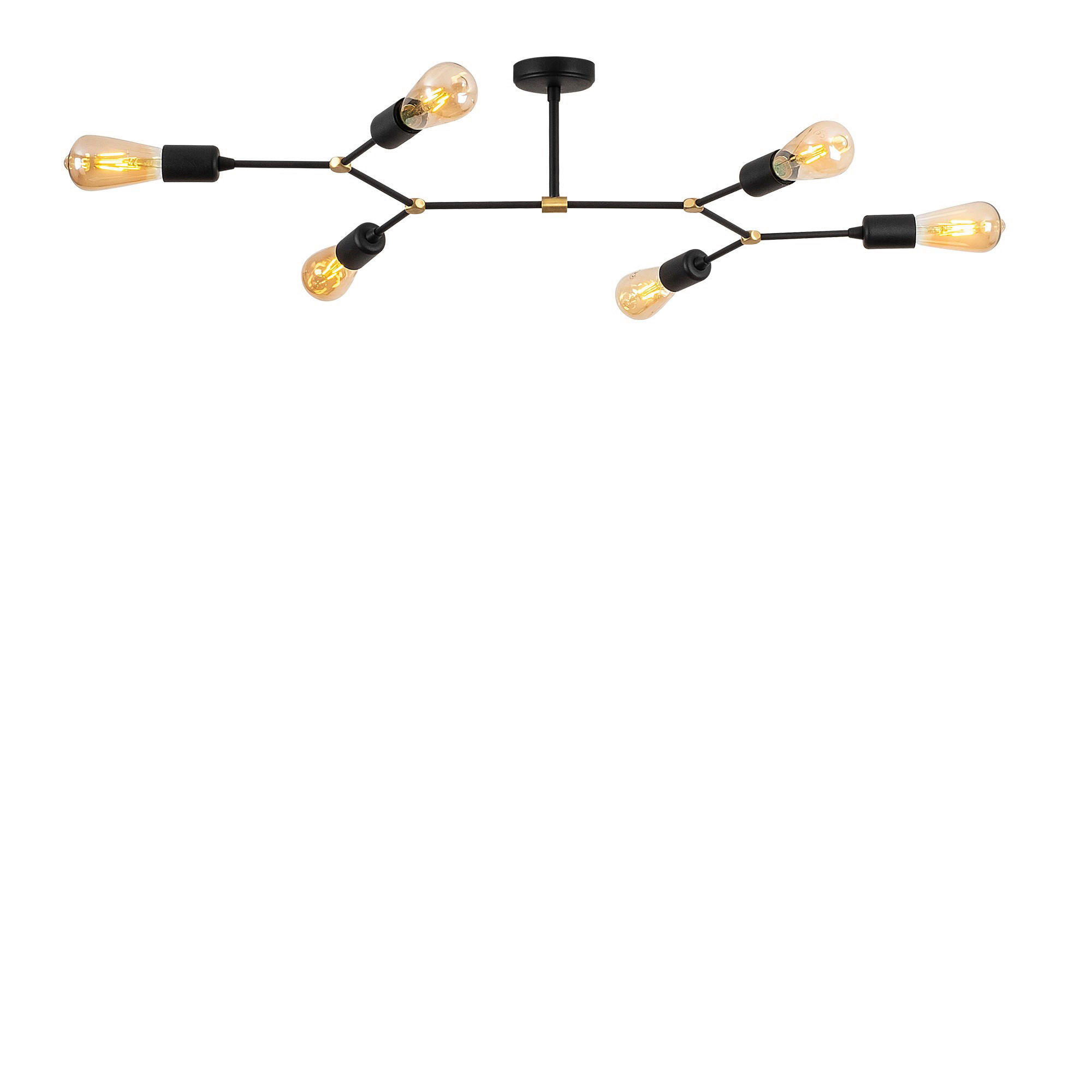 Opviq Deckenleuchte Sparrow schwarz Metall B/H/T/L/D: ca. 48x20x48x95x10 cm E27 6 Brennstellen Sparrow - schwarz (95,00/48,00/20,00cm) - Opviq