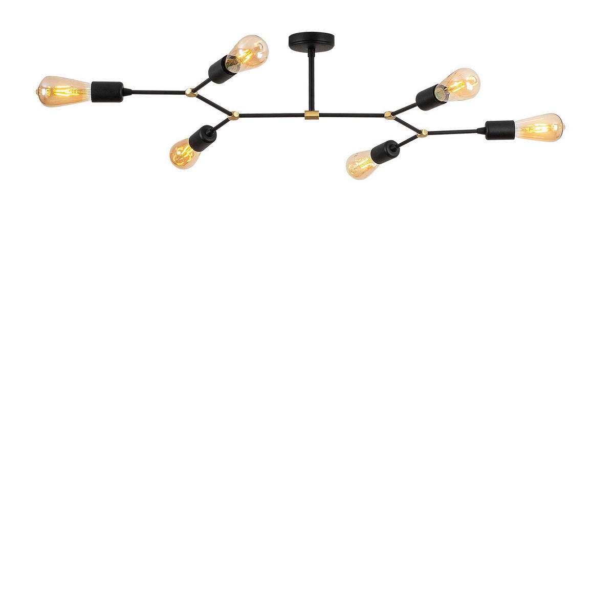 Opviq Deckenleuchte Sparrow schwarz Metall B/H/T/L/D: ca. 48x20x48x95x10 cm E27 6 Brennstellen Sparrow - schwarz (95,00/48,00/20,00cm) - Opviq