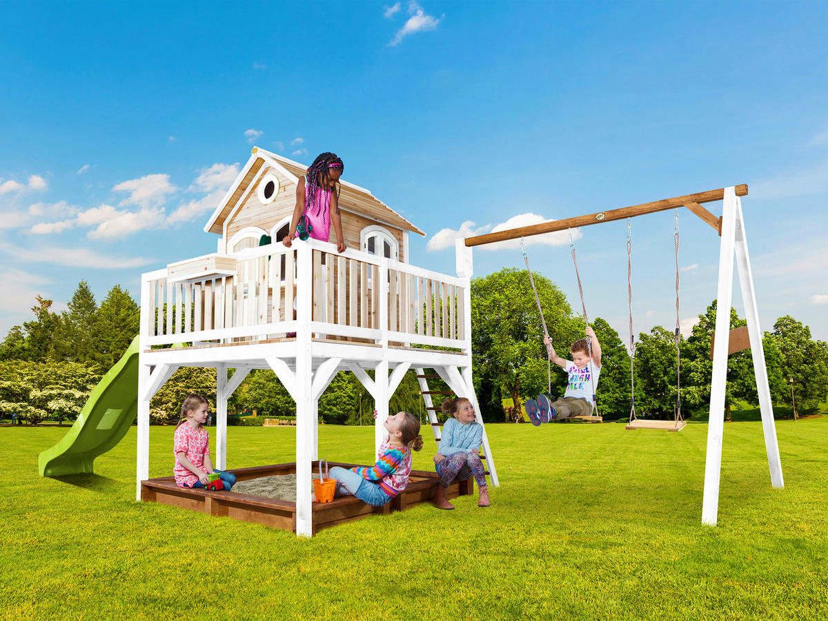 AXI Spielhaus Liam braun B/H/L: ca. 613x291x277 cm Liam - braun/weiß (277,00/613,00/291,00cm) - AXI