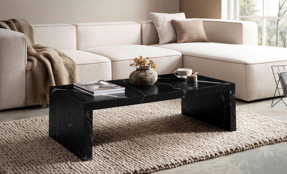 Couchtisch schwarz Marmor Optik B/H/T: ca. 110x35x55 cm Couchtisch - schwarz (110,00/35,00/55,00cm) - Wohnling