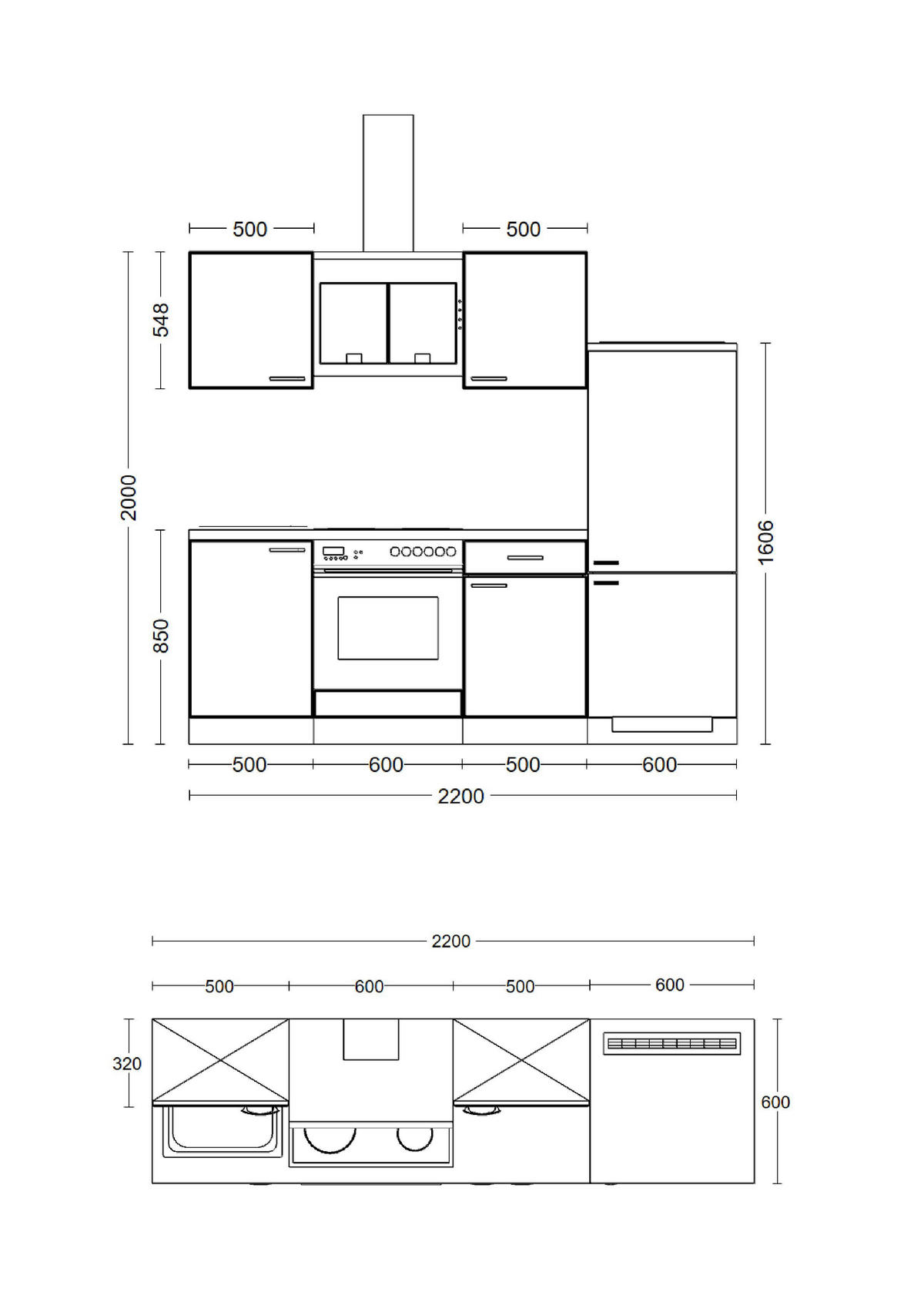 Küchenblock Samoa weiß B/H/T: ca. 220x200x60 cm Samoa - Eiche/weiß (220,00/200,00/60,00cm) - Flex-Well
