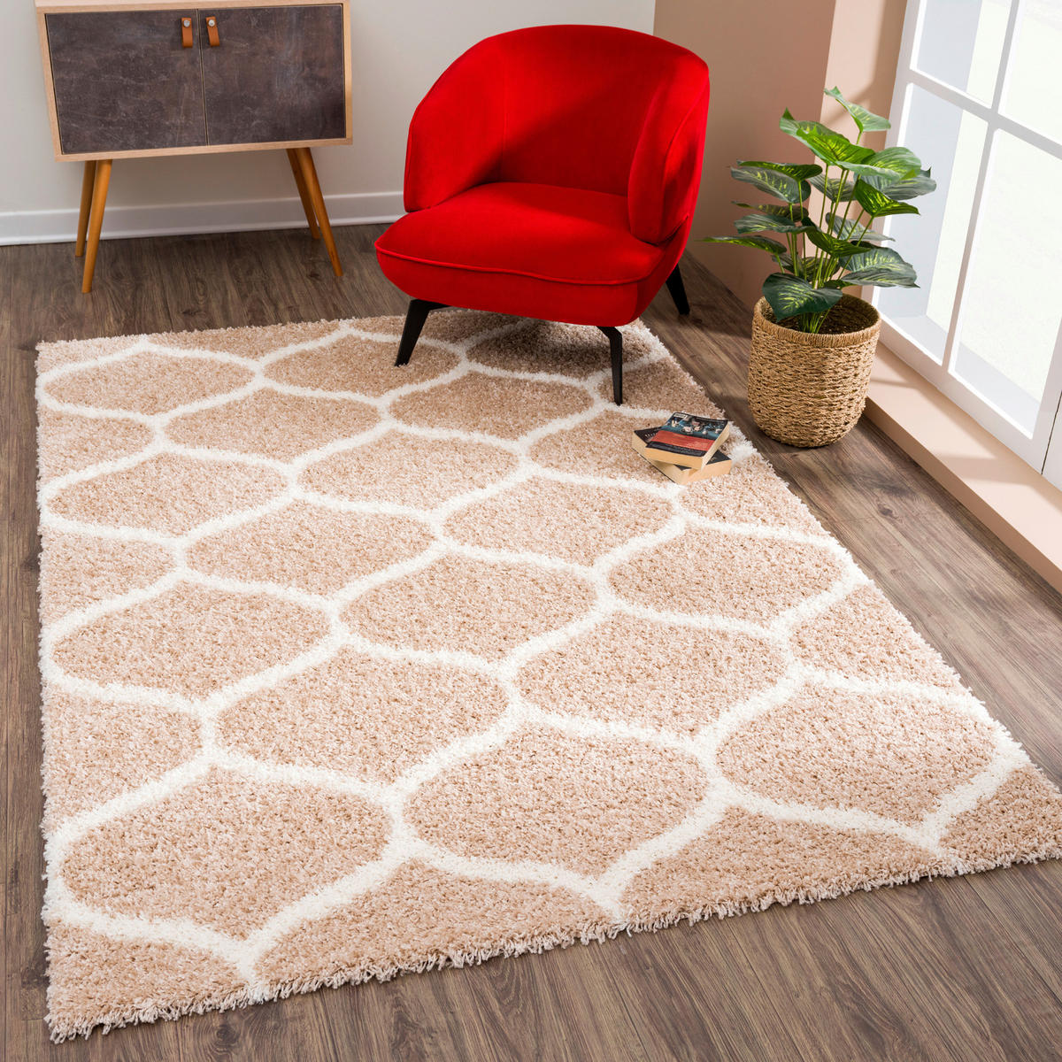 Sanat Hochflorteppich MADRID beige B/L: ca. 140x200 cm MADRID - beige (140,00/200,00cm) - Sanat