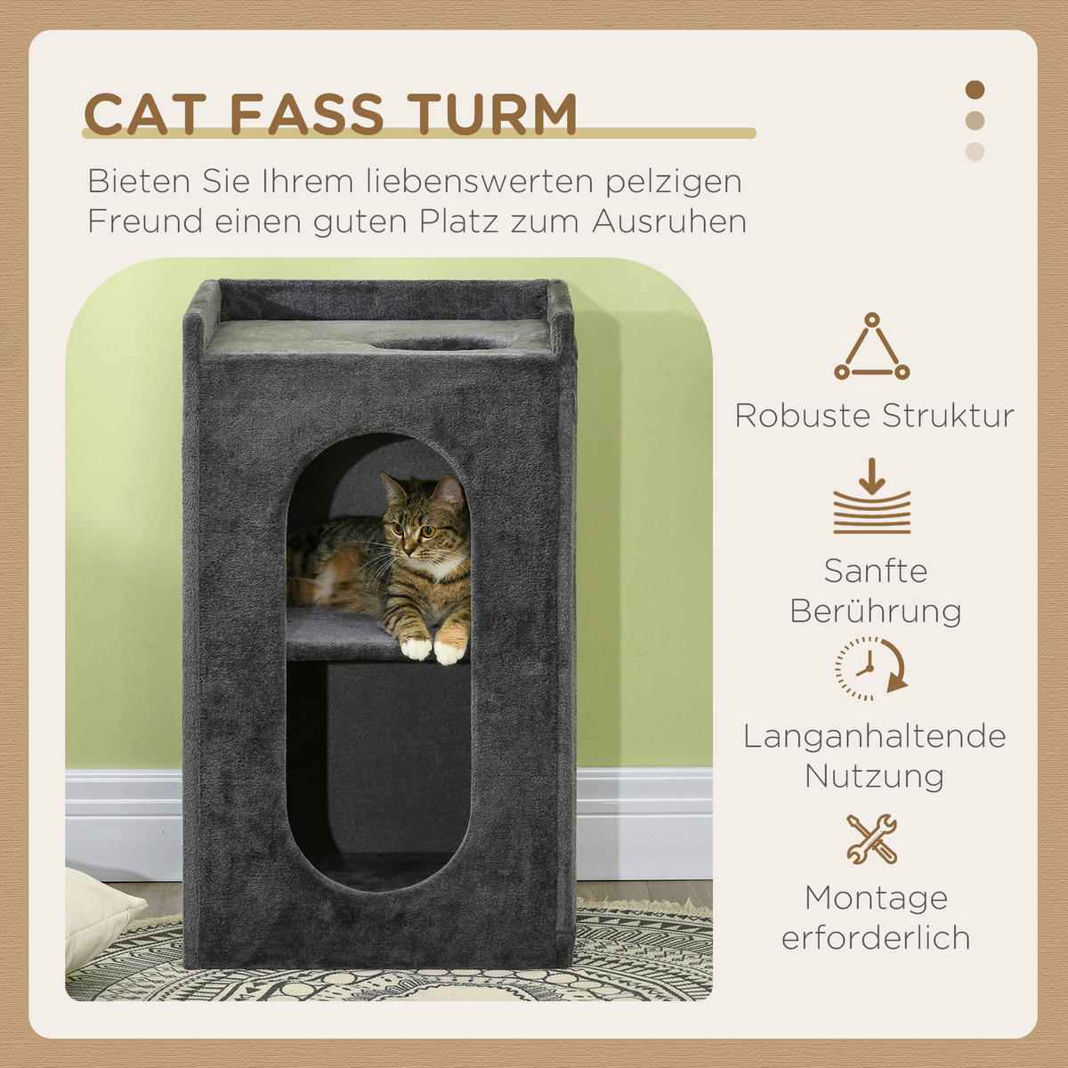 PawHut Tier-Zubehör grau Spanplatte B/H/L: ca. 45x45x81 cm Kratztonne - grau (81,00/45,00/45,00cm) - PawHut