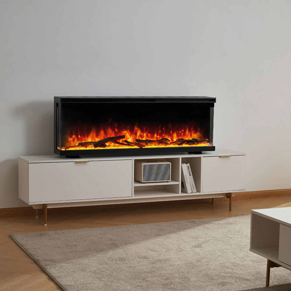 KAMINIO Elektrischer-Kamin LEA schwarz Metall B/H/T: ca. 107,1x43x20 cm ca. 1800 W LEA - schwarz (107,10/43,00/20,00cm) - KAMINIO