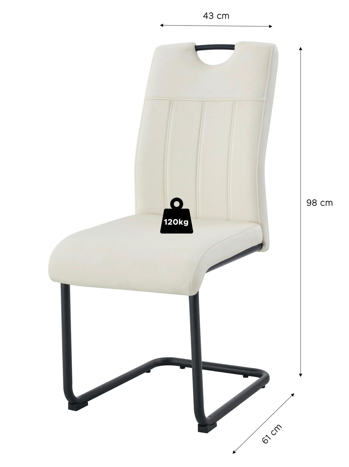 Schwingstuhl LISA, 2er Set creme schwarz B/H/T: ca. 43x98x61 cm LISA, 2er Set - creme/schwarz (43,00/98,00/61,00cm) - xonox.home