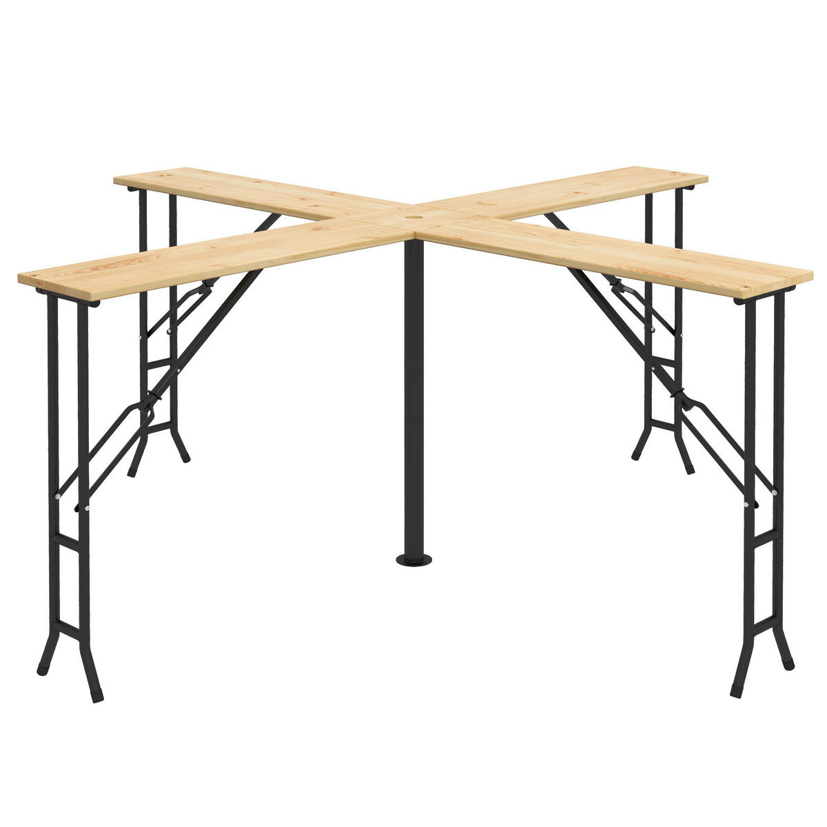 Outsunny Gartentisch natur Polypropylen B/H/L: ca. 240x240x105 cm Bierzelttisch - natur (105,00/240,00/240,00cm) - Outsunny