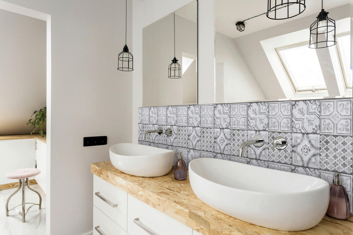 d-c-fix Wandfliese grau B/L: ca. 30,5x30,5 cm Wandfliese_selbstklebend_6Stck. - grau (30,50/30,50cm) - d-c-fix
