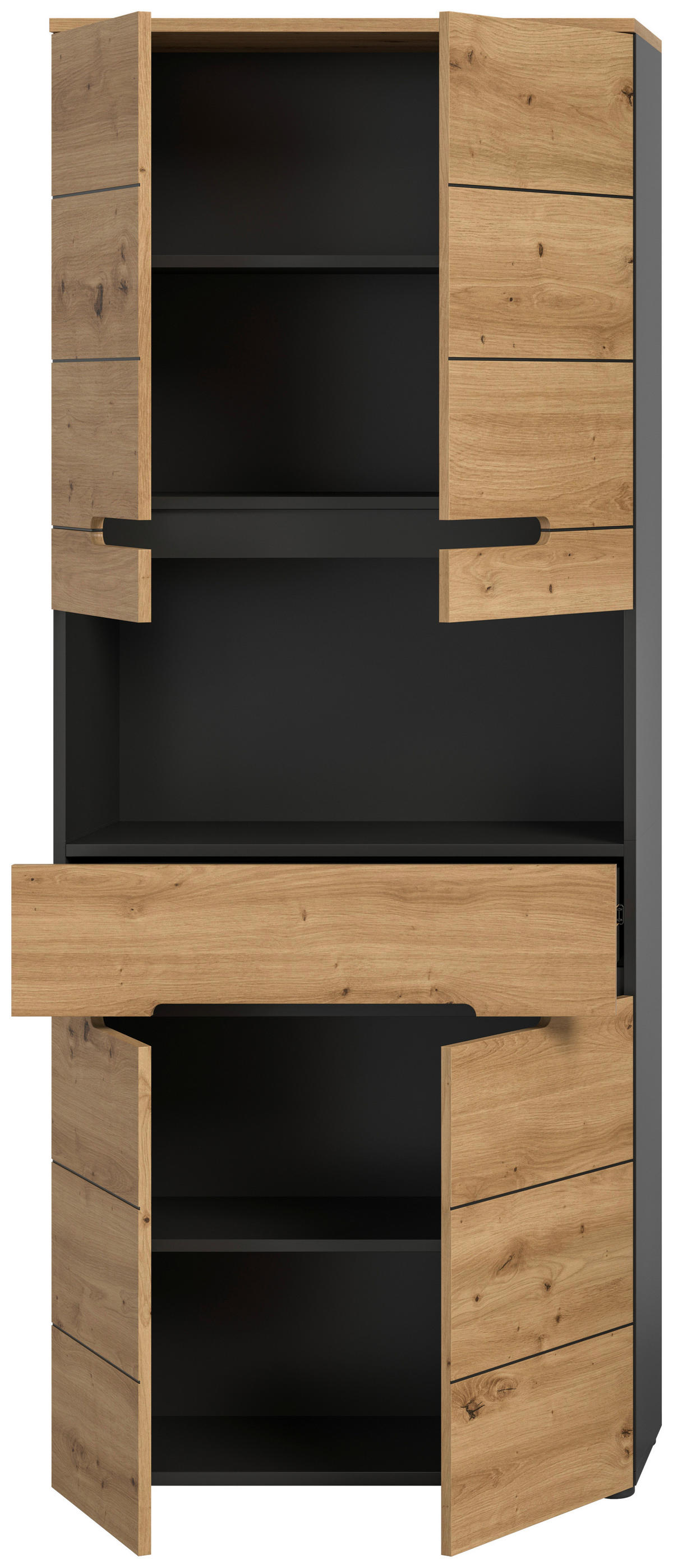 Hochschrank Canu Basalt Eiche Artisan Nachbildung B/H/T: ca. 76x193x34 cm Canu - Eiche/Basalt (76,00/193,00/34,00cm) - xonox.home