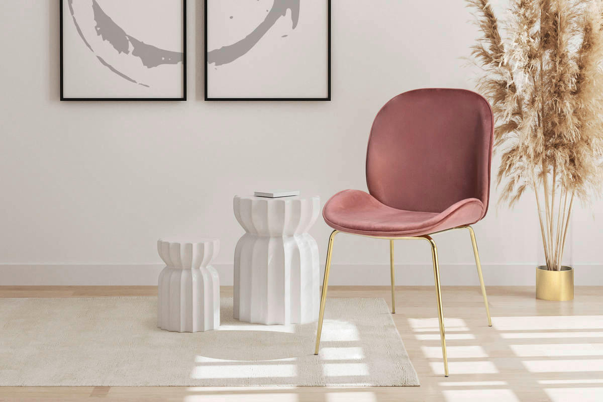 Stuhl Charlize 100 2er altrosa Microfaser B/H/T: ca. 48x87x59 cm Charlize 100 2er - messing/altrosa (48,00/87,00/59,00cm) - 360 Living