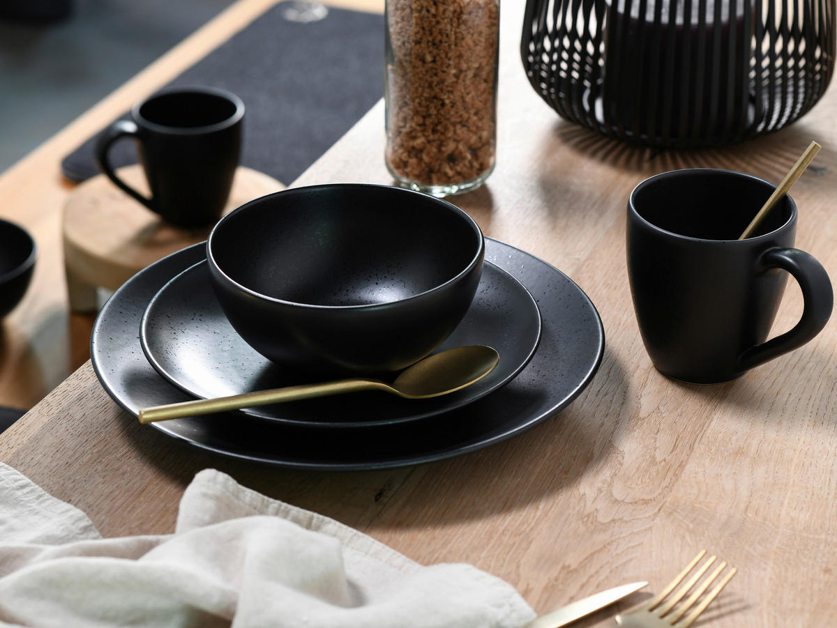 CreaTable Kombiservice Magic Black schwarz Steinzeug 8 tlg. Magic Black - schwarz - CreaTable