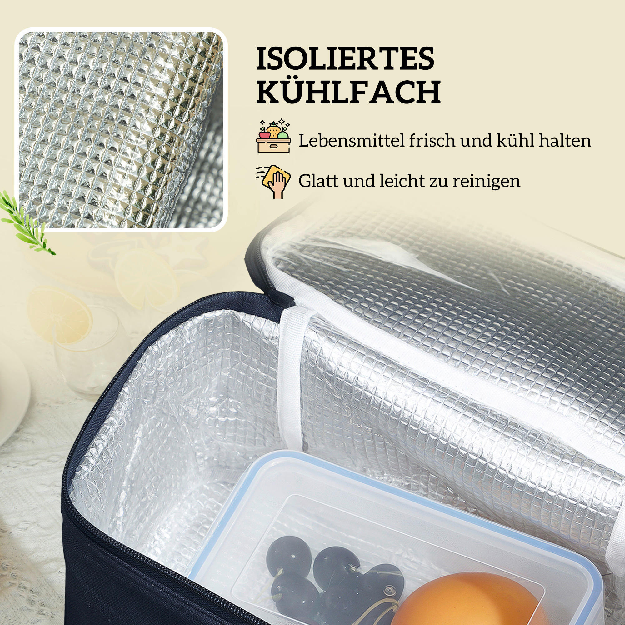 Thumbnail - Outsunny Picknickkorb Holzoptik Keramik B/H/L: ca. 34x20x54 cm
