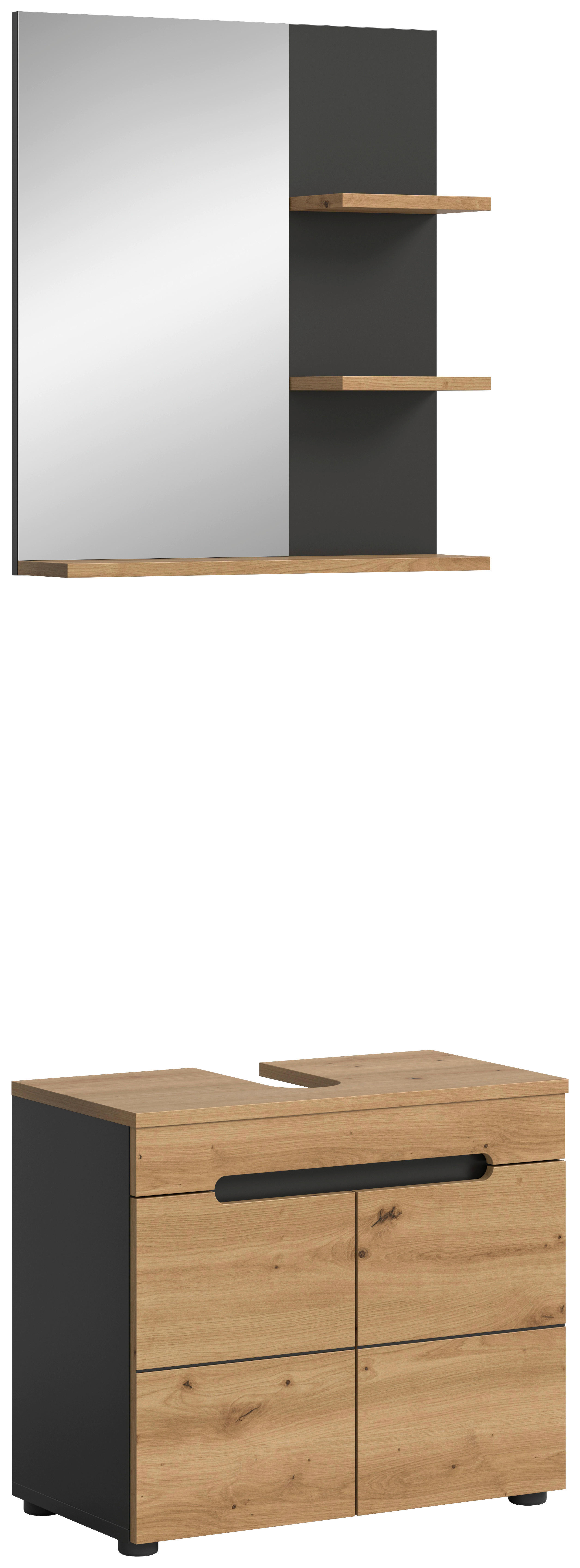 Badezimmer-Set Canu Basalt Eiche Artisan Nachbildung B/H/T: ca. 63x193x34 cm Canu - Eiche/Basalt (63,00/193,00/34,00cm) - xonox.home