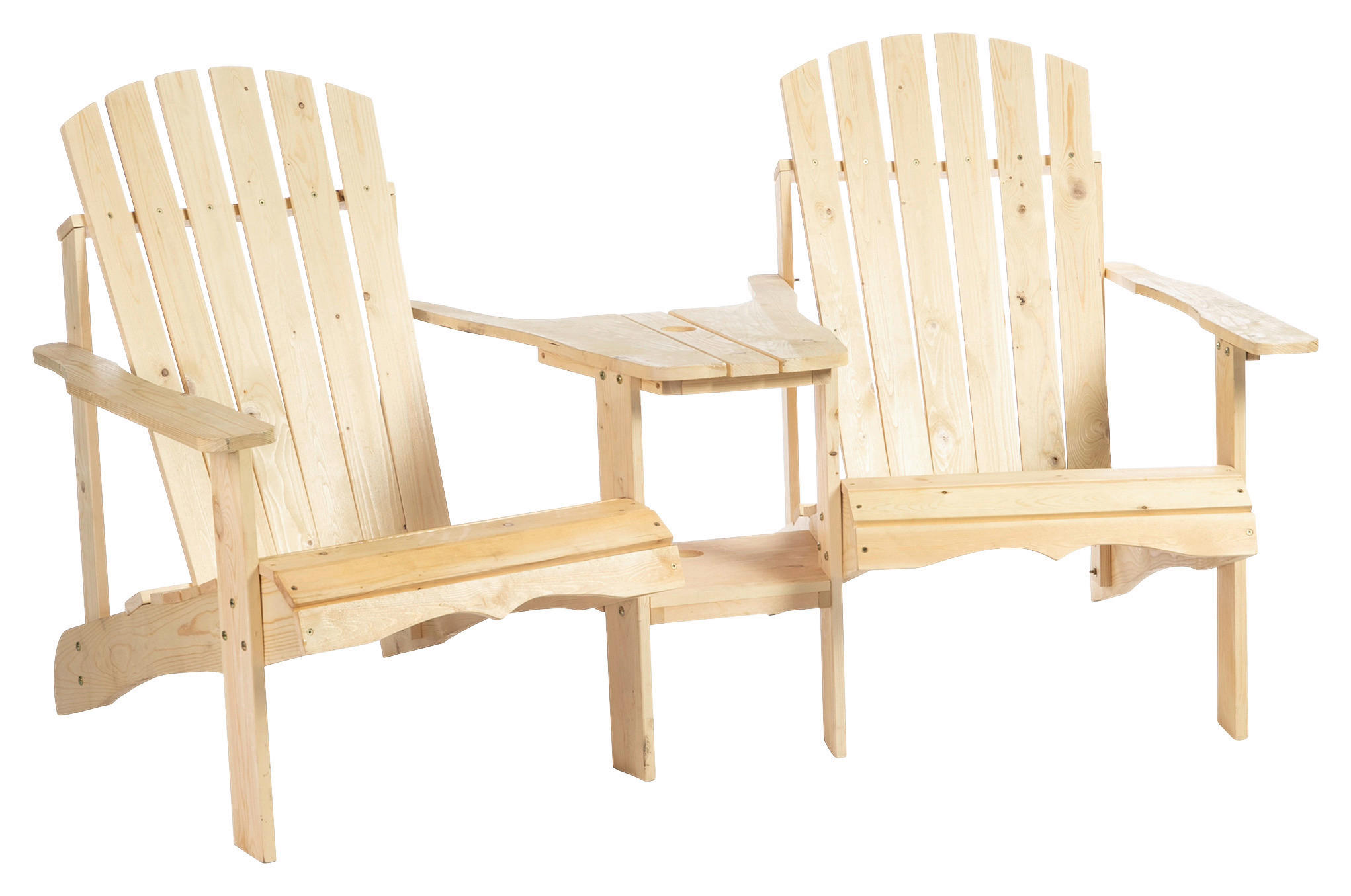 Outsunny Gartenbank natur Holz B/H/L: ca. 87x92x178 cm Gartenbank mit Tisch - natur (178,00/87,00/92,00cm) - Outsunny