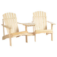 Outsunny Gartenbank natur Holz B/H/L: ca. 87x92x178 cm Gartenbank mit Tisch - natur (178,00/87,00/92,00cm) - Outsunny