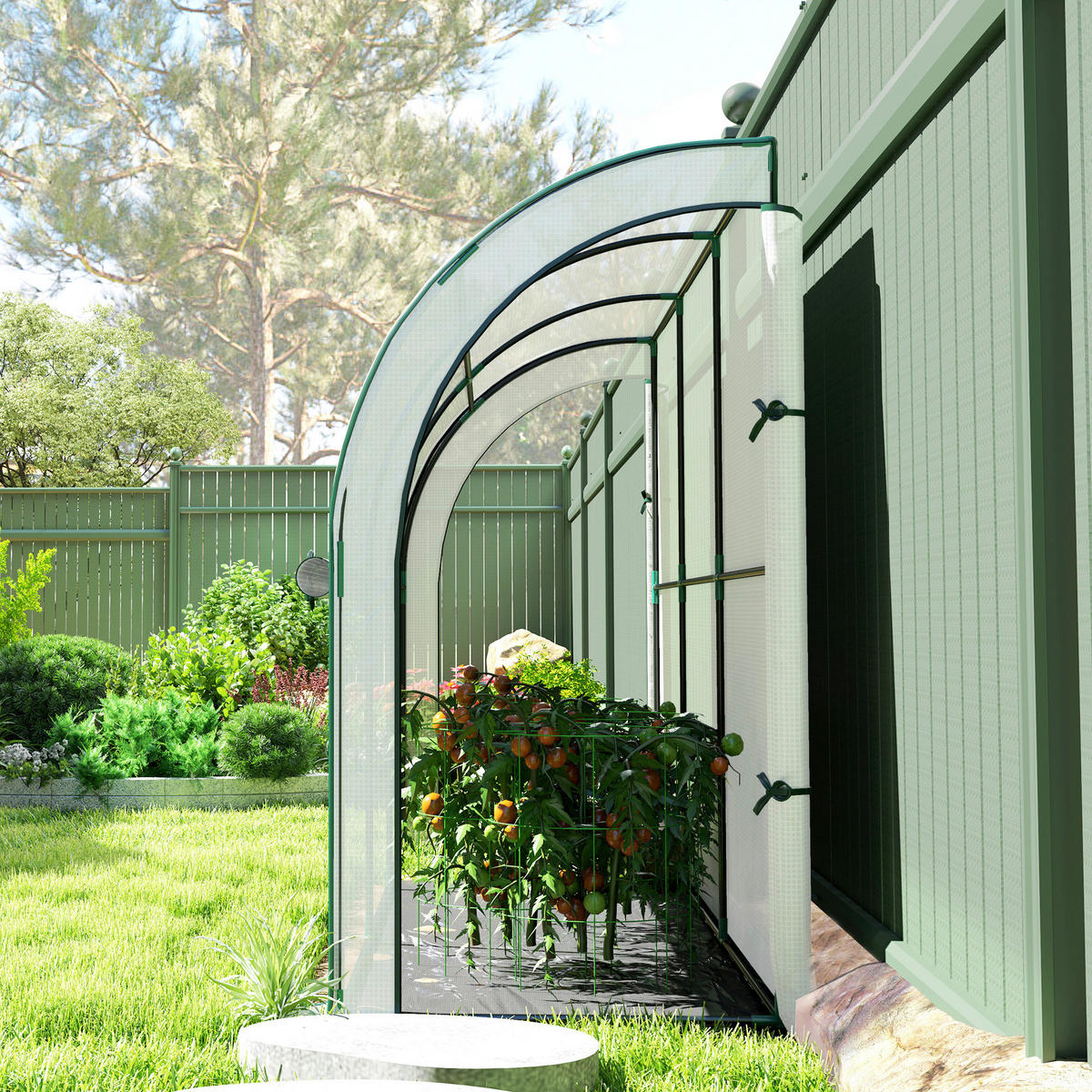 Outsunny Gewächshaus B/H/L: ca. 80x157x300 cm Gewächshaus - weiß (300,00/80,00/157,00cm) - Outsunny