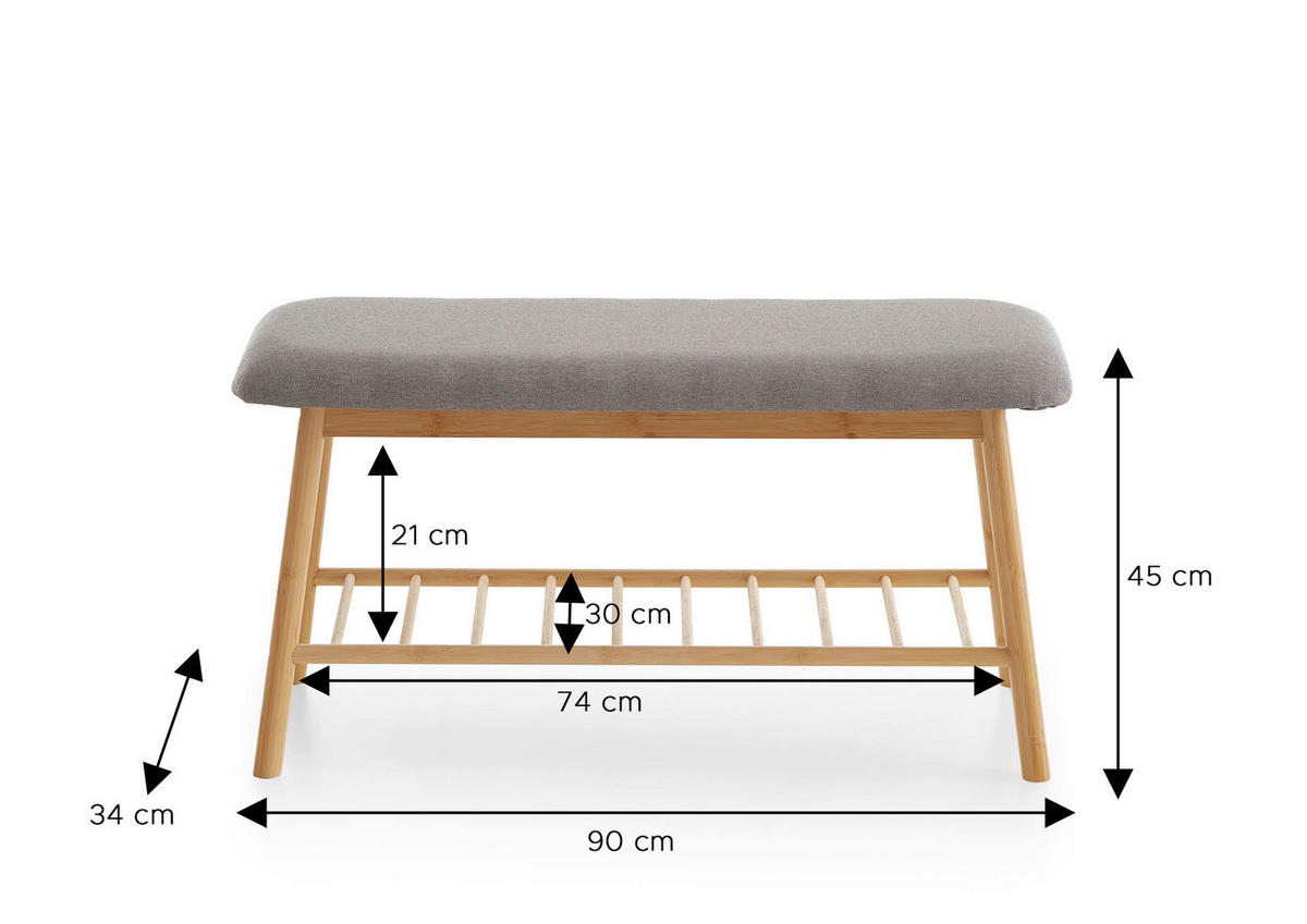 Sitzbank natur grau B/H/T: ca. 90x45x34 cm KLEINMÖBEL Sitzbank - natur/grau (90,00/45,00/34,00cm) - xonox.home