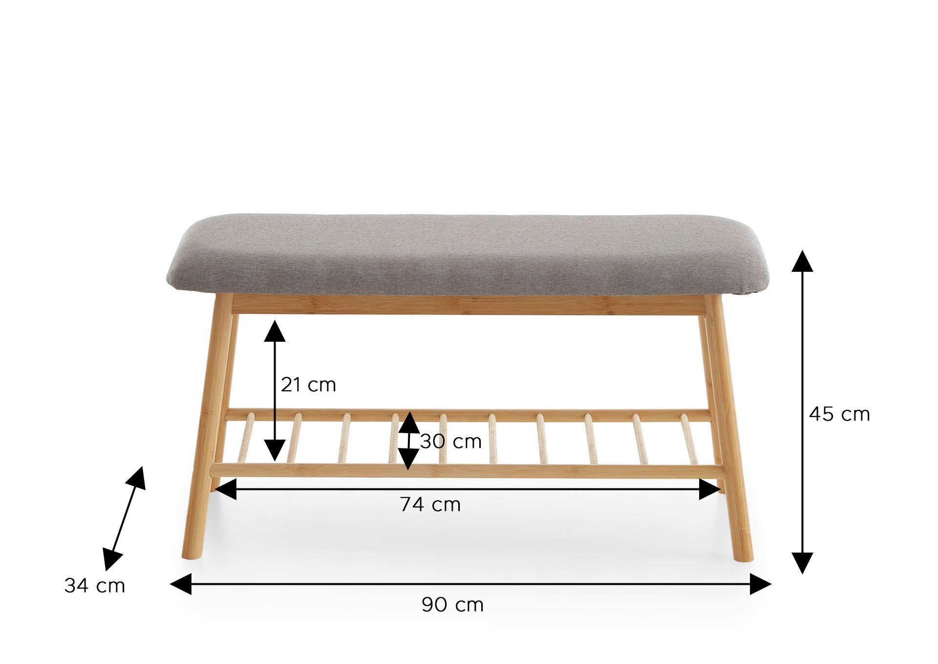 Thumbnail - Sitzbank natur grau B/H/T: ca. 90x45x34 cm
