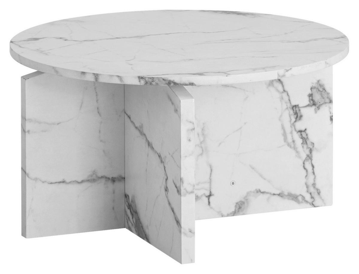 Couchtisch weiß Marmor Optik B/H/T: ca. 60x33x60 cm Couchtisch - weiß (60,00/33,00/60,00cm) - Wohnling