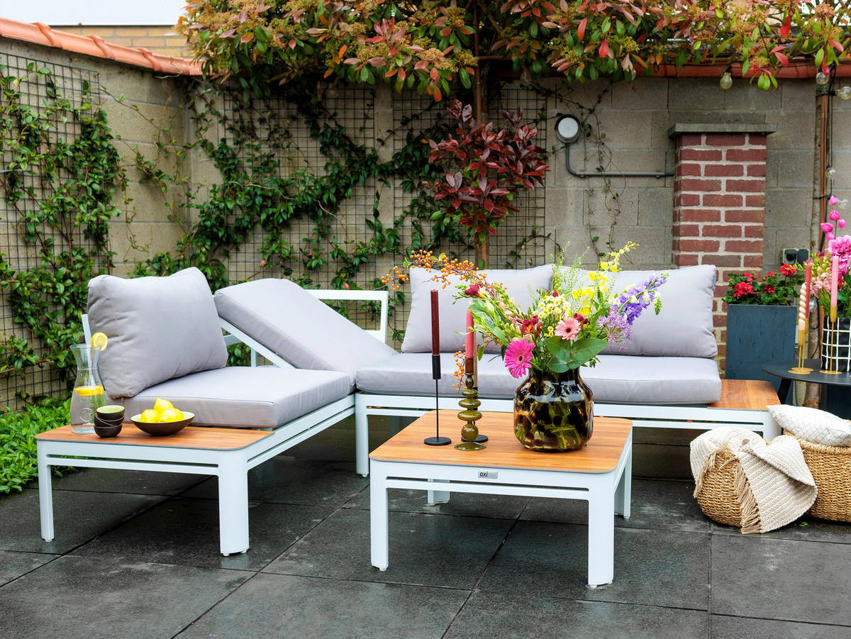 AXI Outdoor Living Loungeset Eos braun Textil B/H/L: ca. 157x65x71 cm Eos - braun/weiß (71,00/157,00/65,00cm) - AXI Outdoor Living