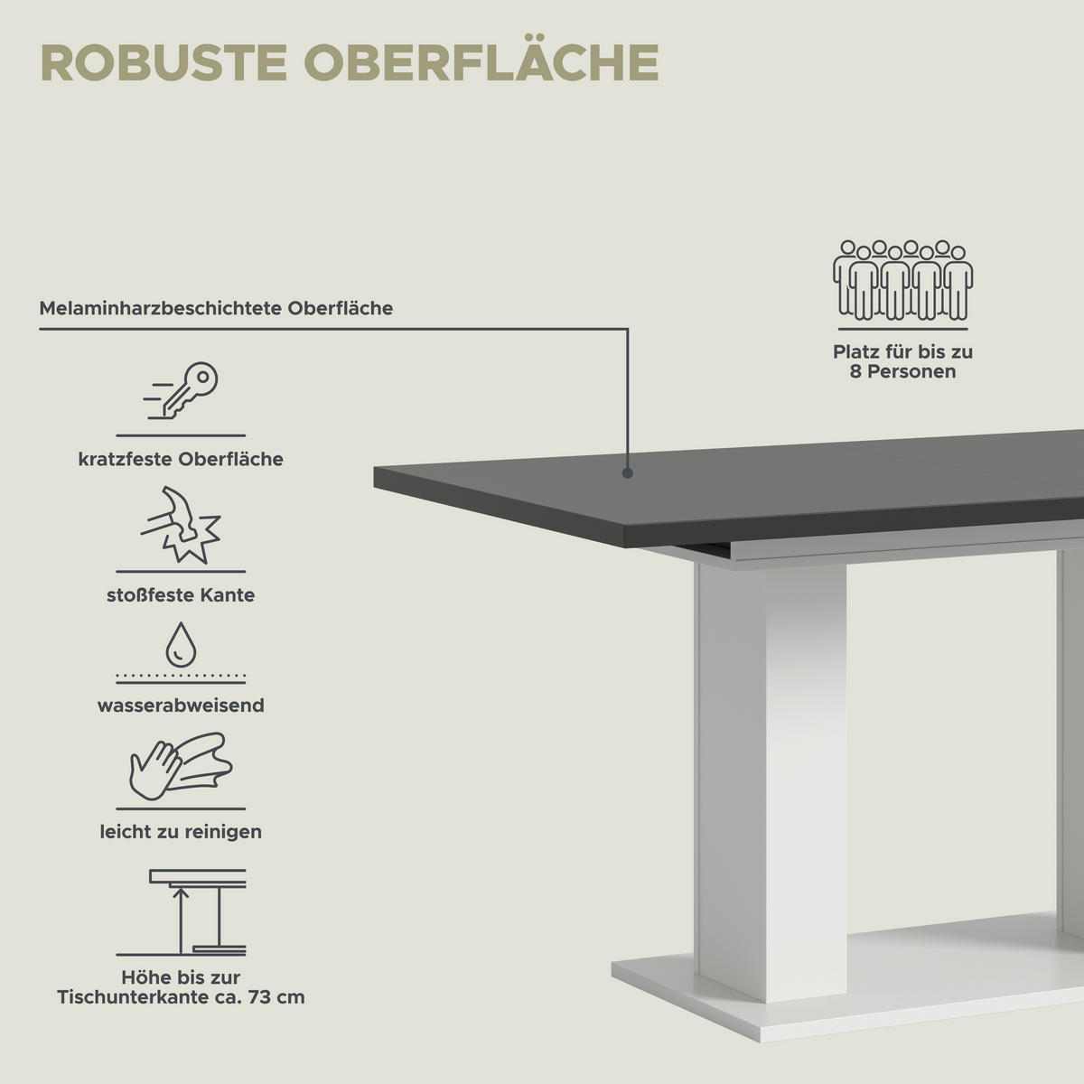 Esstisch MOTION grau B/H/T: ca. 150x76x90 cm MOTION - grau (150,00/76,00/90,00cm) - xonox.home