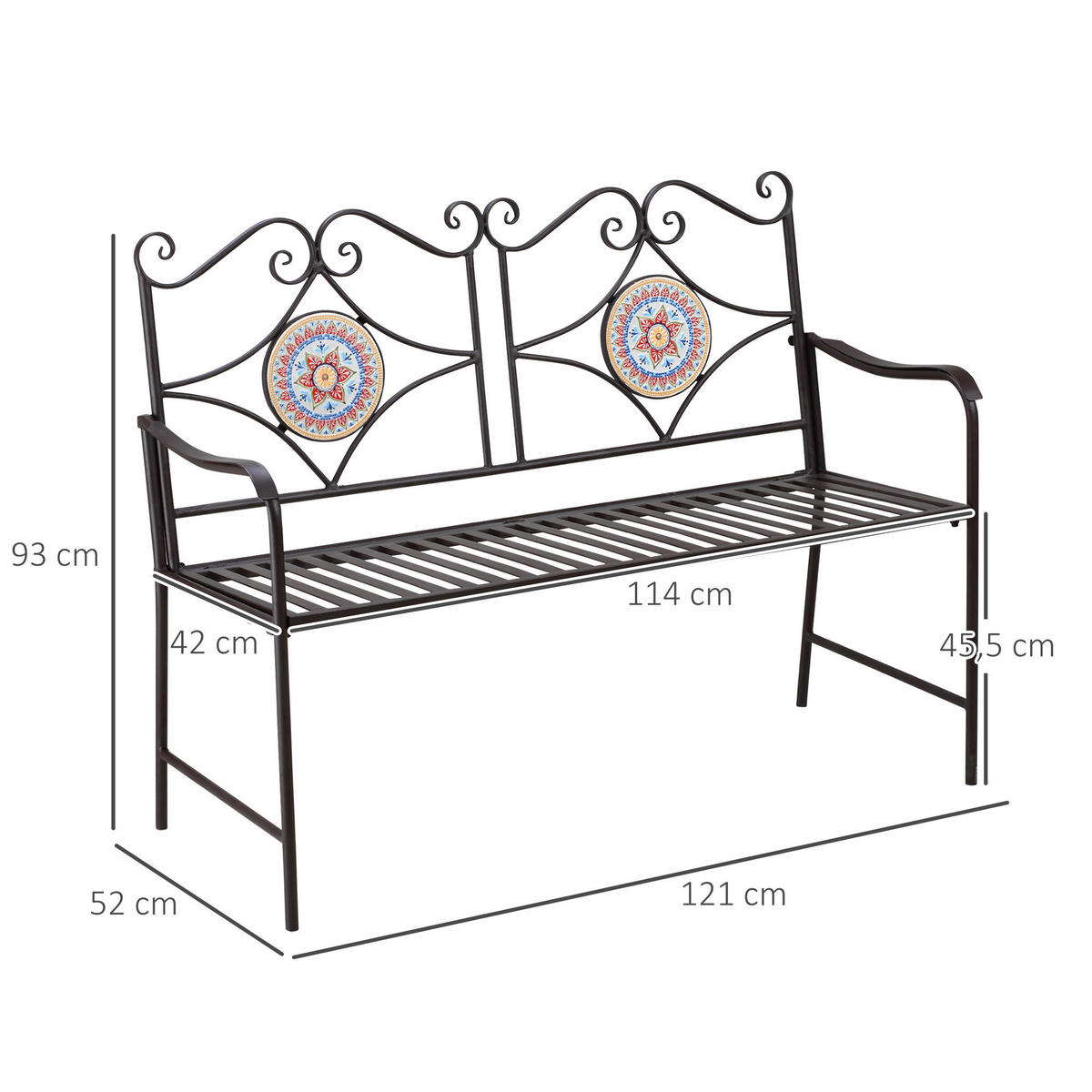 Outsunny Gartenbank braun Stein B/H/L: ca. 52x93x121 cm Gartenbank - braun (121,00/52,00/93,00cm) - Outsunny