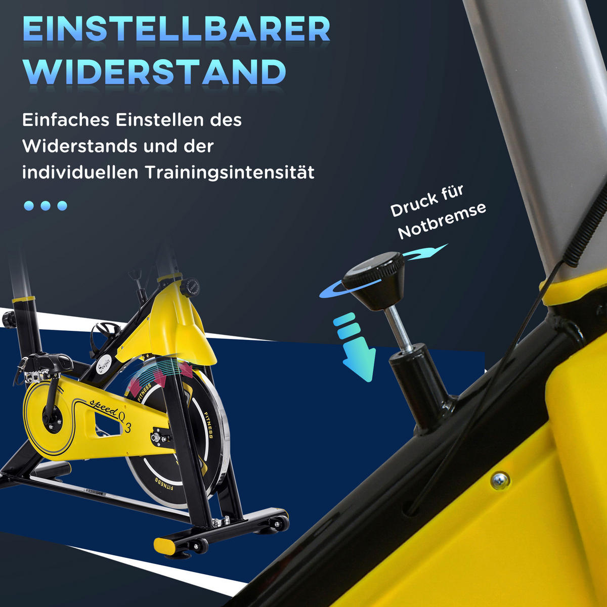 HOMCOM Fahrradtrainer schwarz Kunststoff B/H/L: ca. 50x113x100 cm Fahrradtrainer - gelb/schwarz (100,00/50,00/113,00cm) - HOMCOM