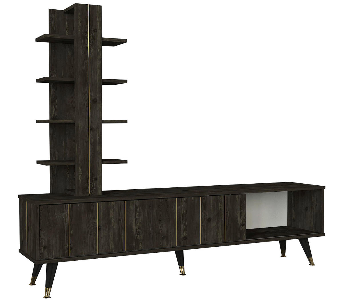 Wohnwand Nero Rebab braun dunkelgrau B/H/T: ca. 180x50x35 cm Nero - dunkelgrau/Rebab braun (180,00/50,00/35,00cm) - moebel17