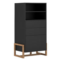Highboard Oslo schwarz matt Eiche Nachbildung B/H/T: ca. 63,4x115,7x42 cm Oslo - Eiche/schwarz (63,40/115,70/42,00cm) - WIPMEB