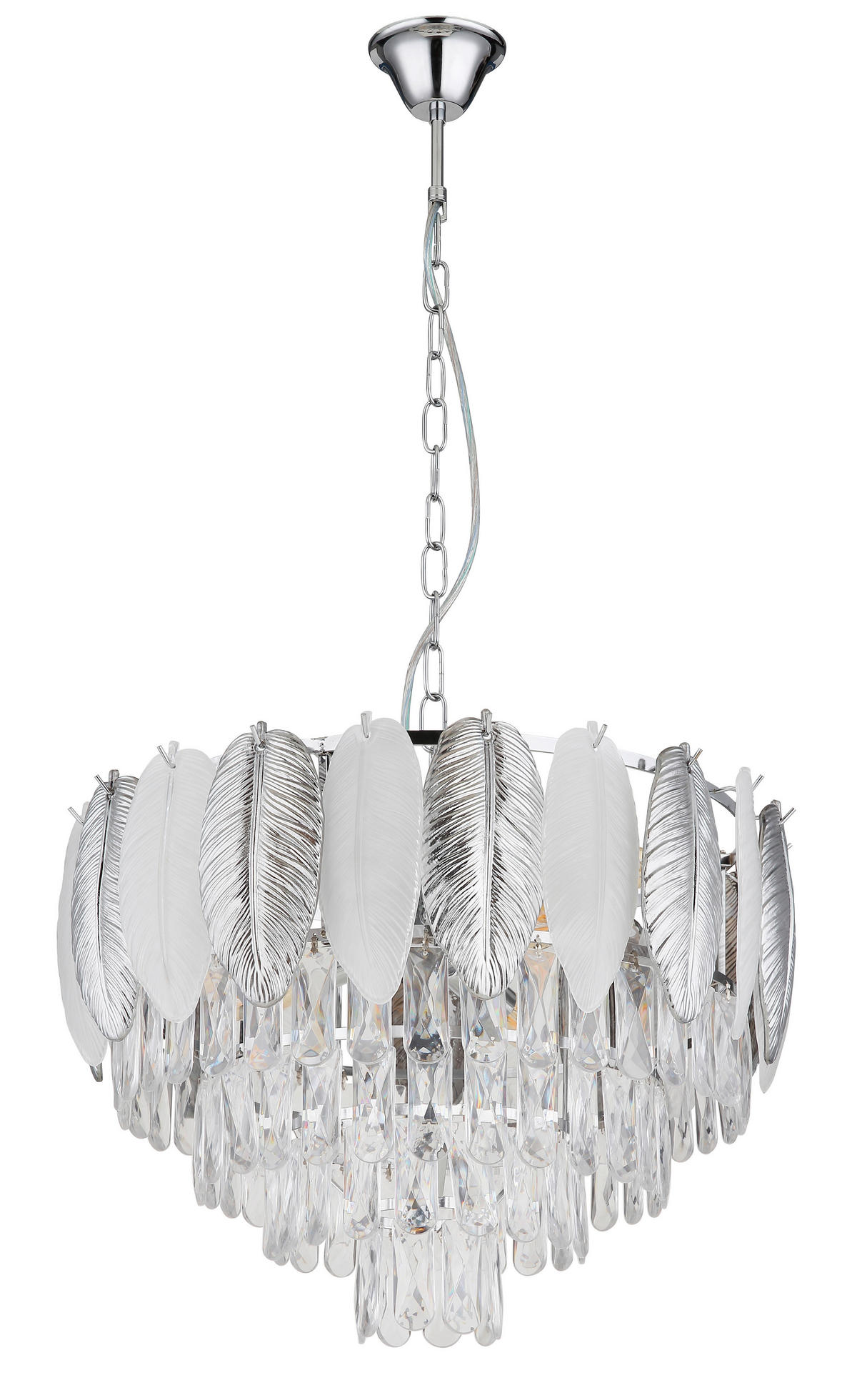 GLOBO Luster Chrom Rauch Kunststoff Metall H/D: ca. 139x52 cm E14 9 Brennstellen DALTON - Chrom/Rauch (52,00/139,00cm) - GLOBO