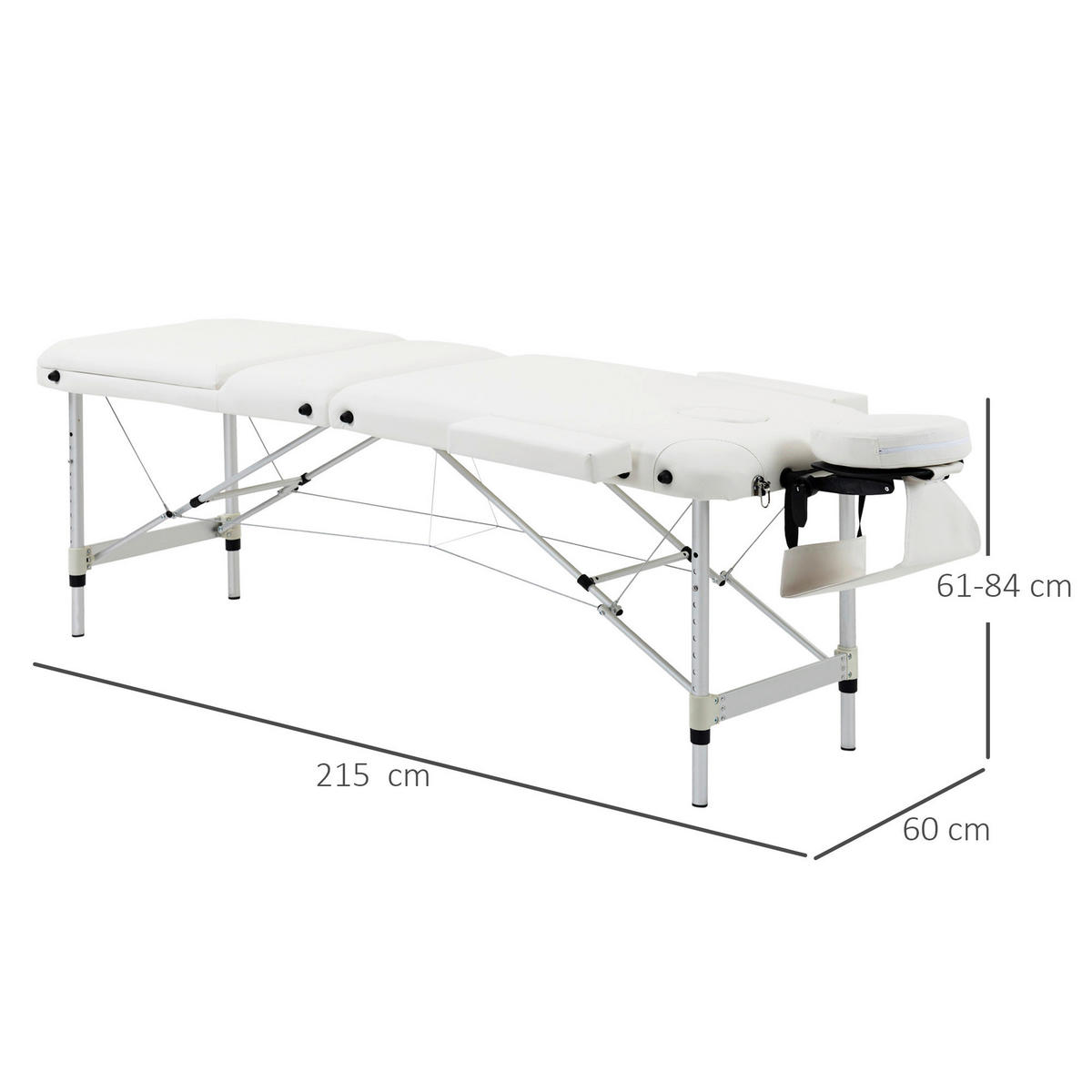HOMCOM Massageliege weiß PVC B/H/L: ca. 60x215x84 cm Massageliege - weiß (84,00/60,00/215,00cm) - HOMCOM