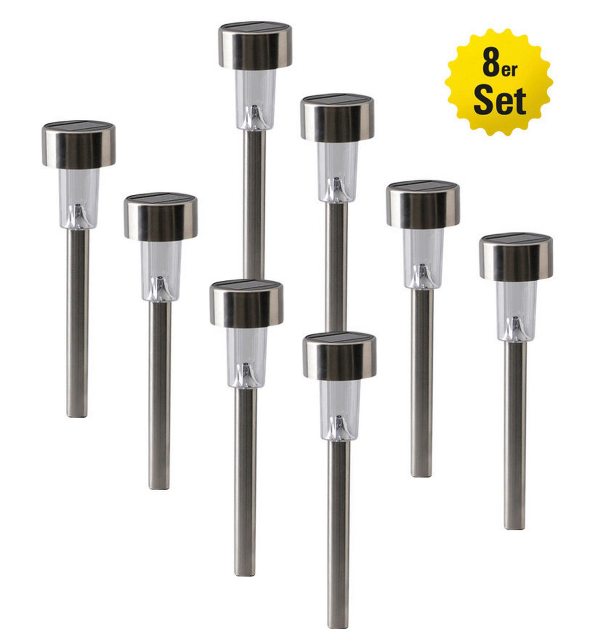 LED-Solarleuchte stahlgrau Metall Kunststoff B/H/T/D: ca. 5,5x36,5x5,5x5,5 cm LED-Solarleuchte - stahlgrau (5,50/36,50/5,50cm) - Näve Leuchten