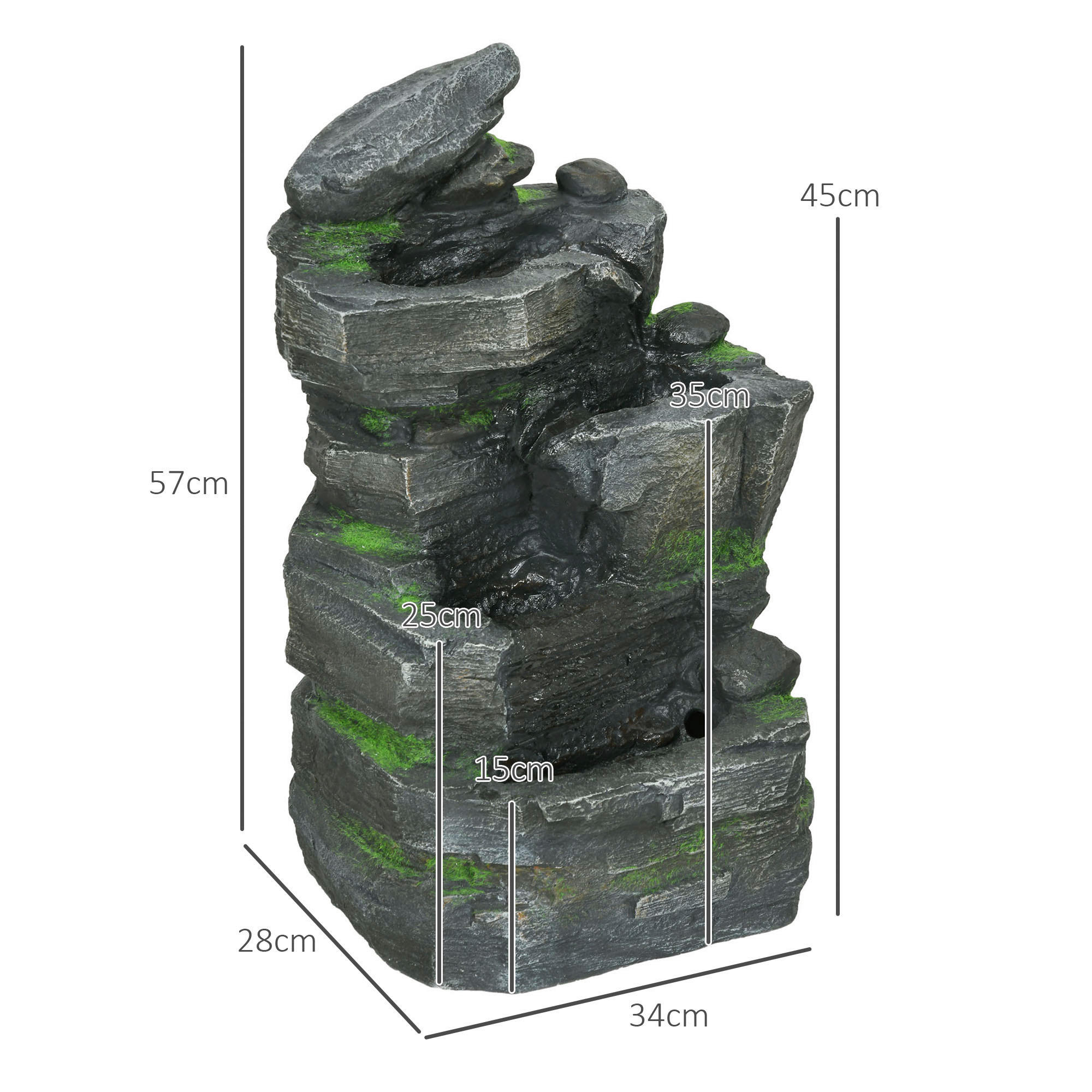 Outsunny Gartenbrunnen dunkelgrau B/H/L:...