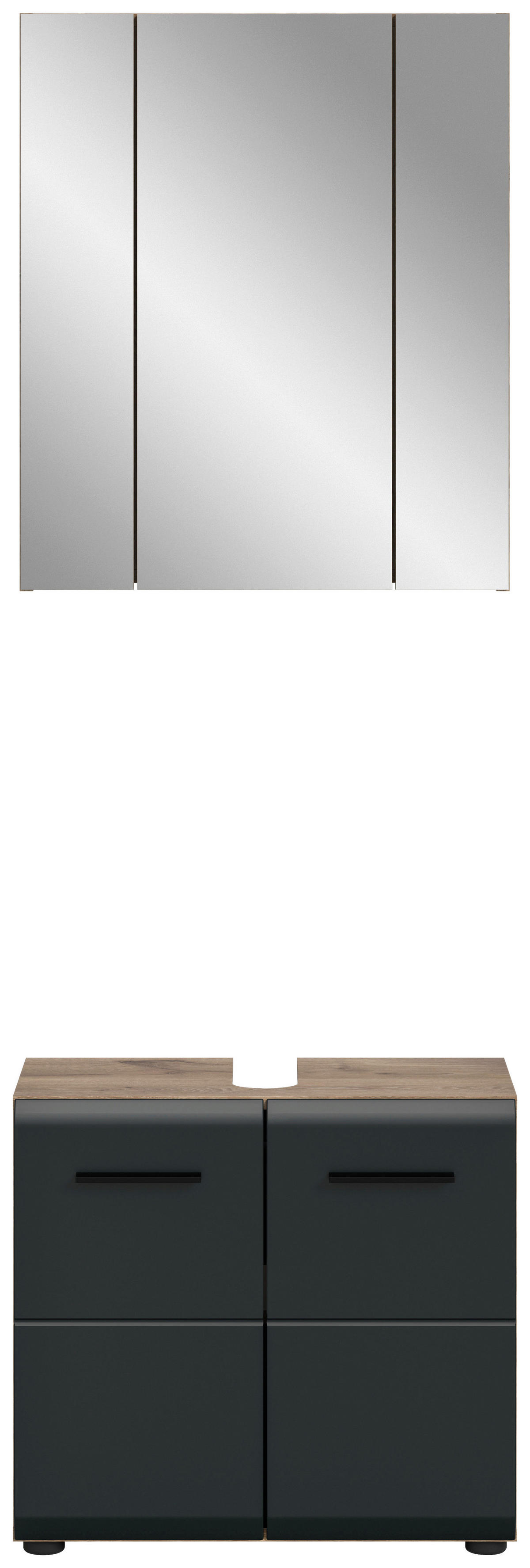 Badezimmer-Set Ice Nox Oak Nachbildung schwarz matt B/H/T: ca. 60x185x30 cm Ice - schwarz (60,00/185,00/30,00cm) - xonox.home
