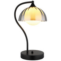 GLOBO Tischleuchte EVA 50200108 Rauch schwarz Opal Glas Metall B/H/L: ca. 24,5x39,5x20 cm G9 1 Brennstellen EVA - schwarz/Opal (20,00/24,50/39,50cm) - GLOBO
