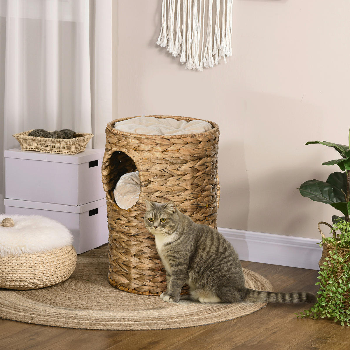 PawHut Katzen-Zubehör braun Polypropylen B/H/L: ca. 32x32x47 cm Katzenturm - braun (47,00/32,00/32,00cm) - PawHut